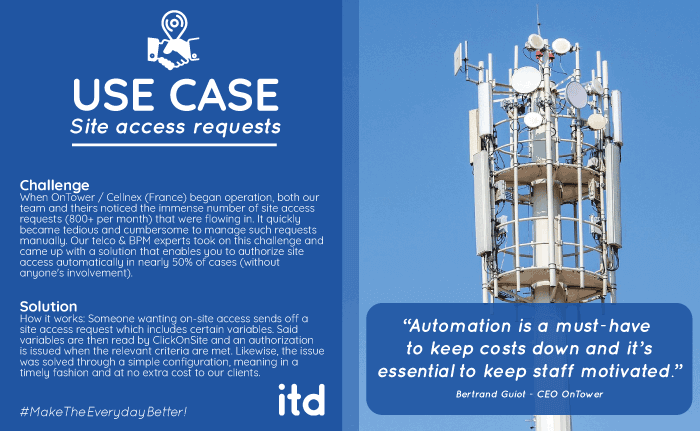 use-case-ontower-site-access-requests-telecom-clickonsite-itd